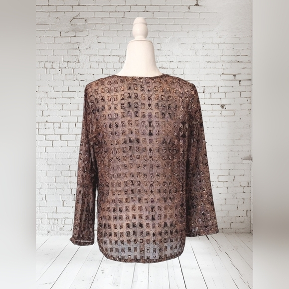 Covington Women's Brown Sheer Blouse Size Medium - Picture 4 of 6
